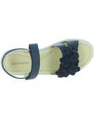 Blue leather dress sandals for teens