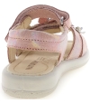 Pink leather girls sandals with flowers