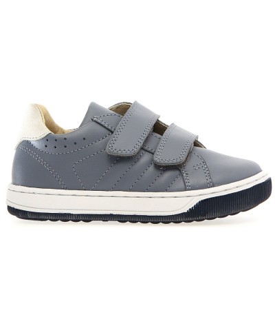 Gray leather school shoes for boys