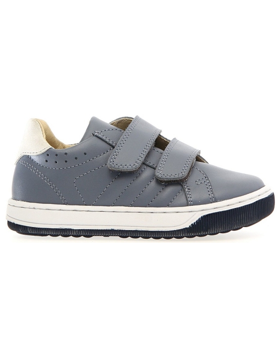 Gray leather school shoes for boys