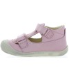 Sandals for a girl in a pink leather with ankle support 