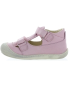 Sandals for a girl in a pink leather with ankle support 