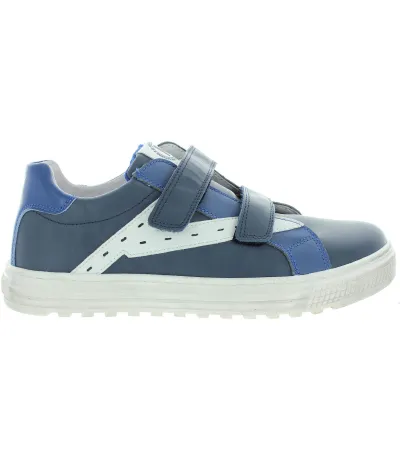 Blue leather sneakers for a teen boy 