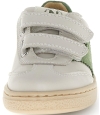 Casual leather sneakers for boys in beige/green leather 