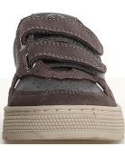 Gray leather wide boys sneakers 