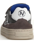 Gray leather wide boys sneakers 