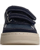 Navy leather boys sneakers with arches