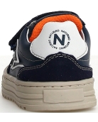 Navy leather boys sneakers with arches