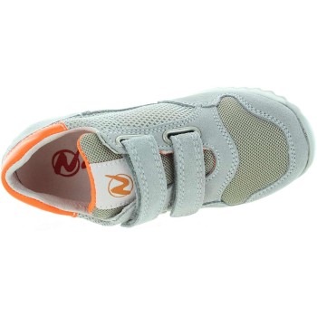 Sneakers for a child with good ankle support in gray leather 