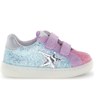 Blue leather sneakers for child with arches