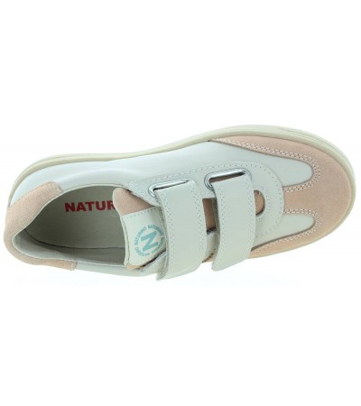 Natural leather kids sneakers with arches