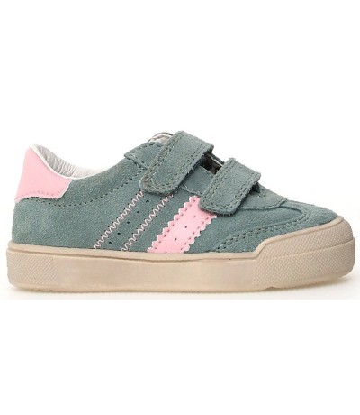 Casual leather sneakers for girls in gray leather 