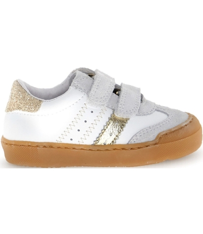 Casual white/gold sneakers for girls 