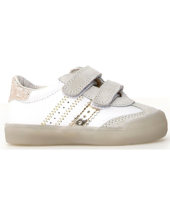 Casual white/gold sneakers for girls 