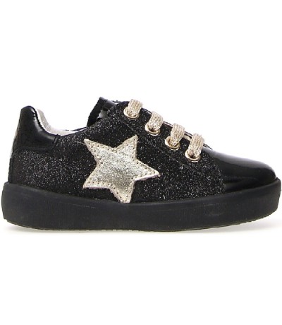 Black leather Fall sneakers for girls 