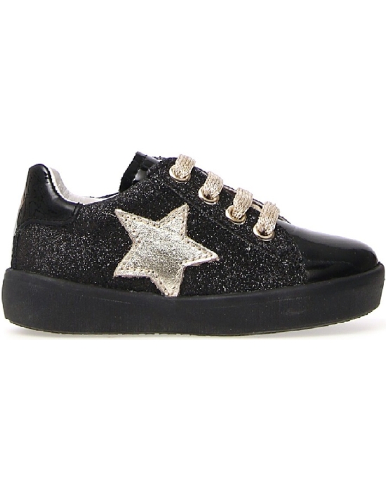 Black leather Fall sneakers for girls 
