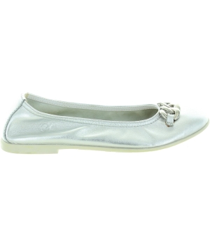 Silver leather flats for girls from Europe