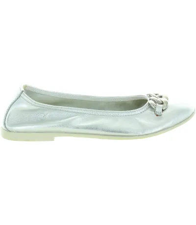 Silver leather flats for girls from Europe
