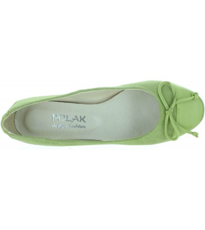 Lime color leather flats for women 