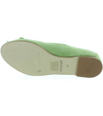 Lime color leather flats for women 