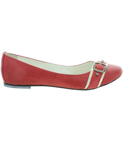 Red leather womens flats from Europe 
