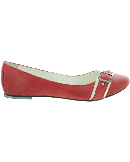 Red leather womens flats from Europe 