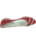 Red leather womens flats from Europe 