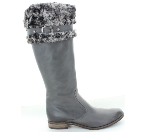 Gray leather boots for young women 