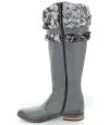 Gray leather boots for young women 
