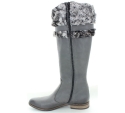 Gray leather boots for young women 