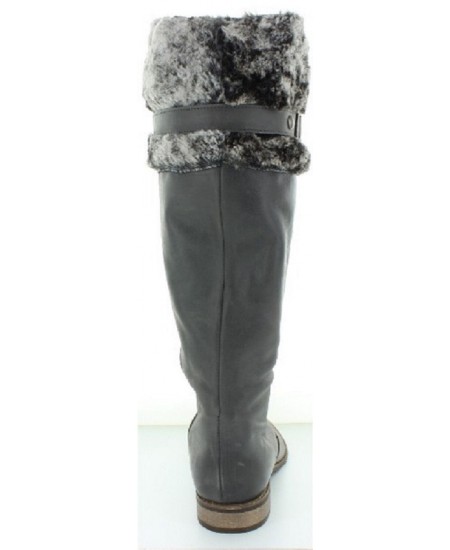 Gray leather high designer ladies boots