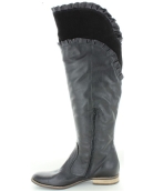 Black leather high fashion boots for ladies