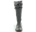 Gray leather boots for young women 