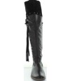 Tall black leather boots that stretch over the knees