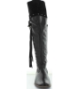 Tall black leather boots that stretch over the knees
