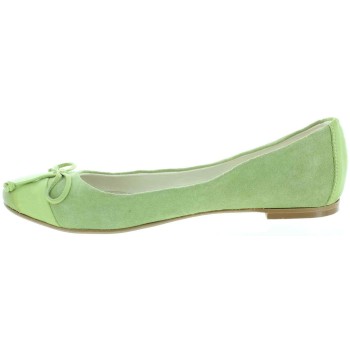 Lime color leather flats for women 