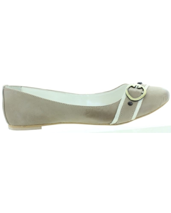 Beige women flats with buckle from Europe 
