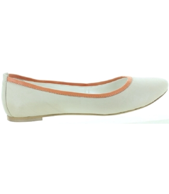 Beige and orange leather flats for women 