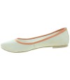 Beige and orange leather flats for women 
