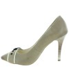 Beige leather heels for women