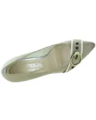 Beige leather heels for women