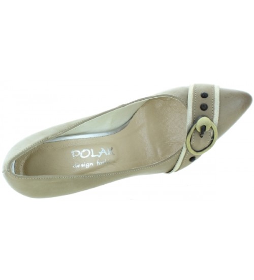 Heels for women in beige leather 