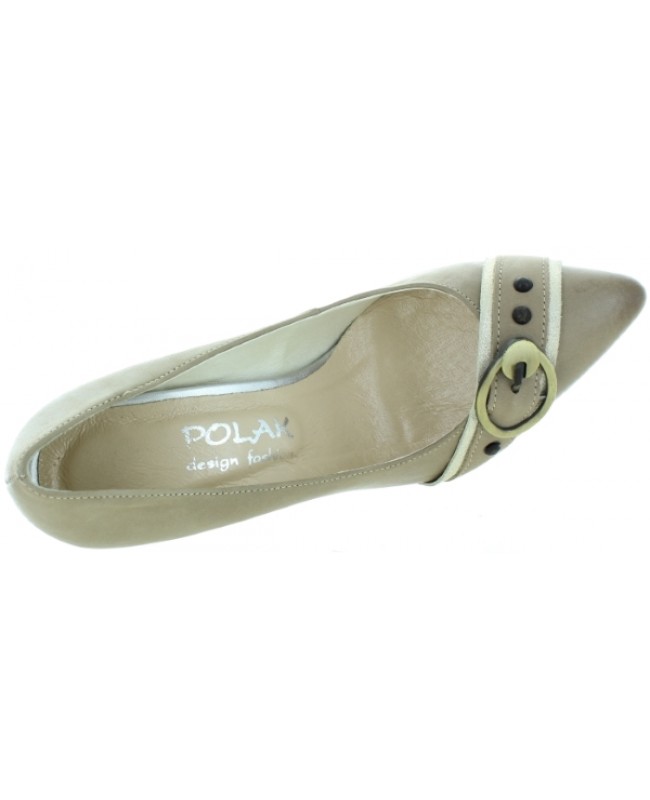Heels for women in beige leather 