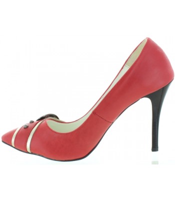Pumps for females pointy toes in red leather 