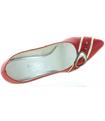 Pumps for females pointy toes in red leather 