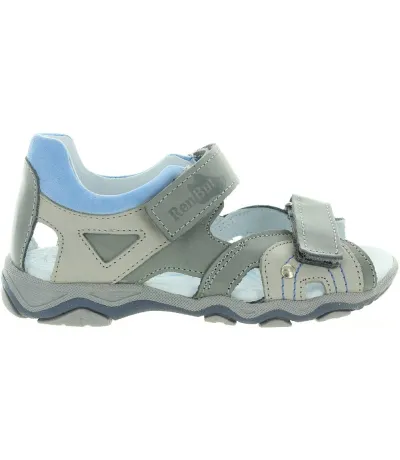 Gray leather boys closed back sandals with support 