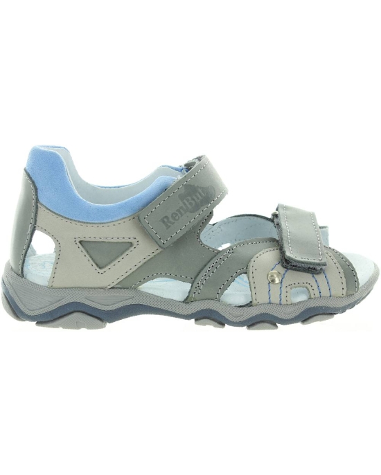 Gray leather boys closed back sandals with support 