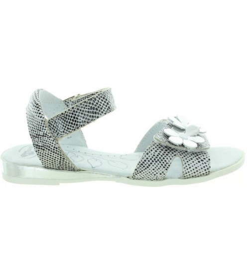 Silver leather sandals for girls European 