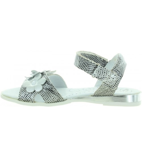 Silver leather sandals for girls European 