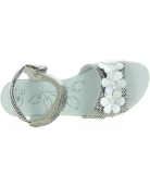 European silver leather adjust sandals for girls